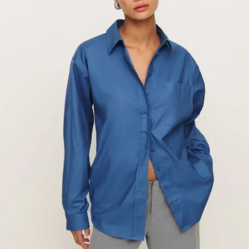 Reformation Eli Oversized Blue Button Down